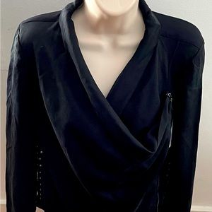 NWT Willow & Clay black tencel & linen Moto jacket with pockets & zippers size S